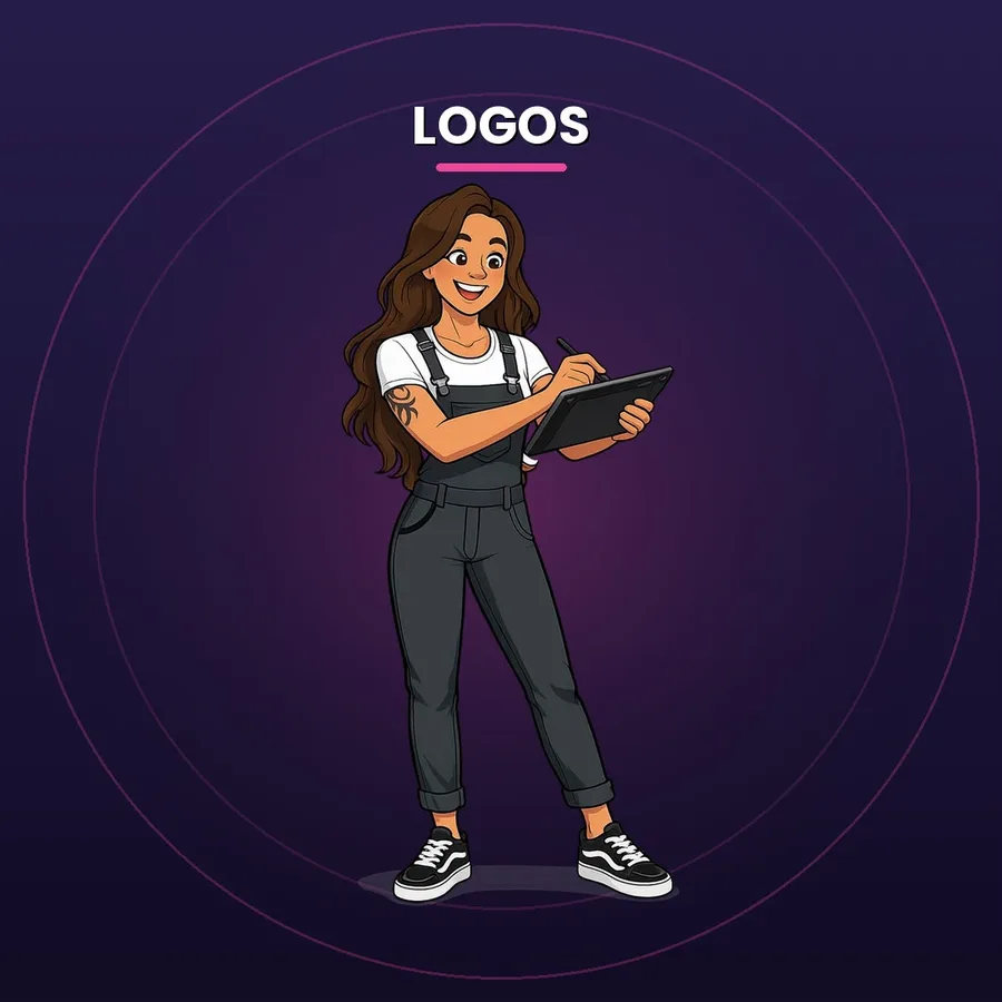 Charlotte crée un logo sur sa tablette