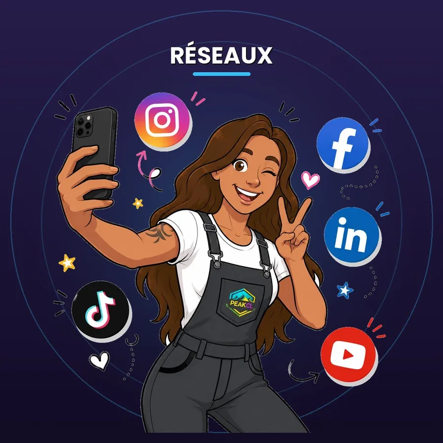 Charlotte en selfie entourée des réseaux sociaux