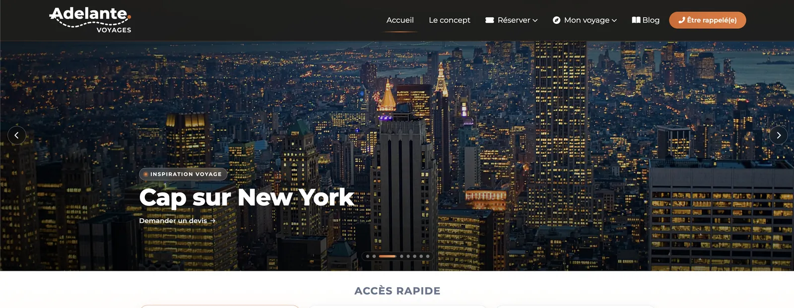Aperçu du site Adelante Voyages