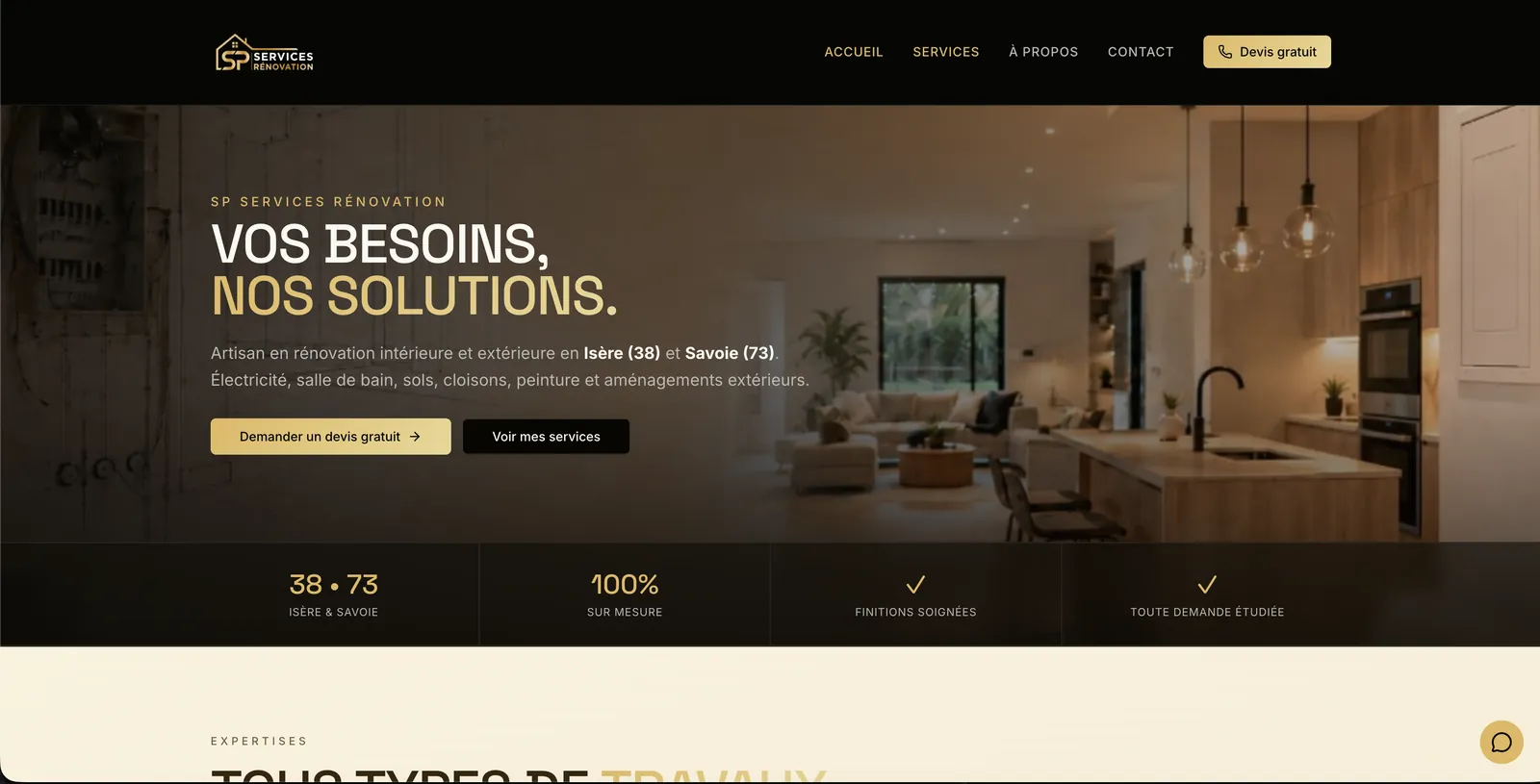 Aperçu du site SP Services Rénovation